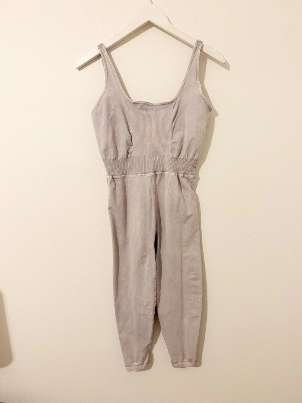 NEW Free People Movement Good Karma Onesie Jumpsuit Ice Grey Sleeveless XL